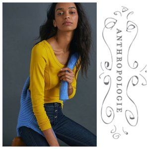 Anthropologie Alida Scoop Neck Top yellow M